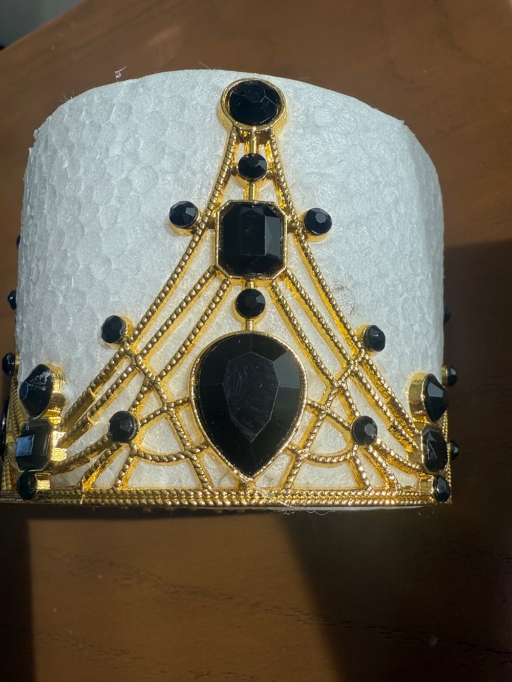 Gold and Black Jeweled Bun Crown. New in Package.